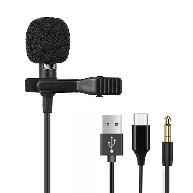 Mini micrófono de 3,5mm para PC, portátil, tipo C, con Clip para solapa, para teléfono inteligente, USB, profesional, para cámara DSLR