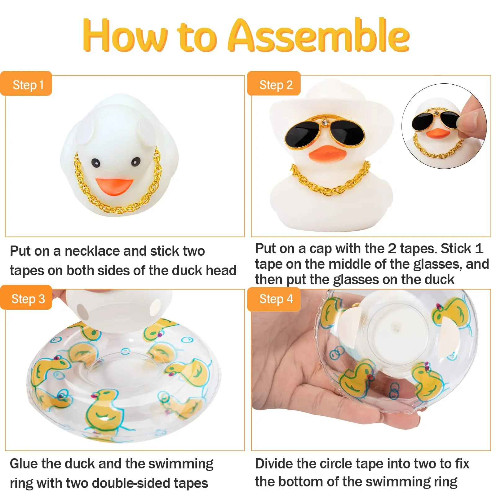 2Pcs Car Duck Color Ducks Car Dashboard Decorations , Rubber Duck for Car Ornament Car AccessoryAccessories