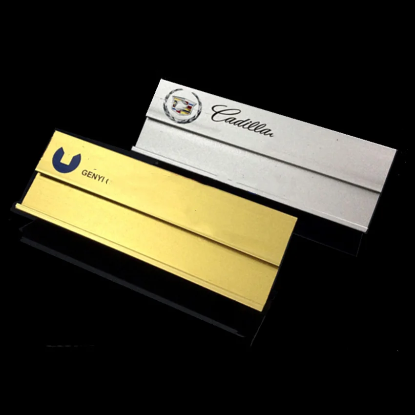 Aluminum Alloy Staff Number Name Badge Plate Holder Safty Pin Magnet Replaceable Reusable Printing 7x2.5cm 1Pack