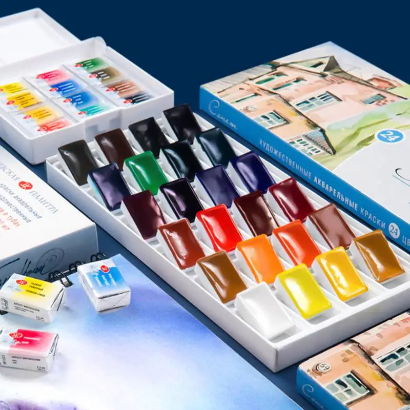 รัสเซีย White Nights Solid สีน้ํา Conem Sonnet นักเรียน/ศิลปินเกรดภาพวาดน้ําสี 12/16 /24/36 สี