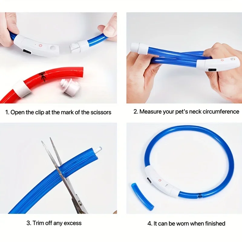 Haustier Hund LED Licht Halsband leuchtende Anti-verlorene Hundehalsband USB-Aufladung Hundehalskette Halsband groß mittel klein