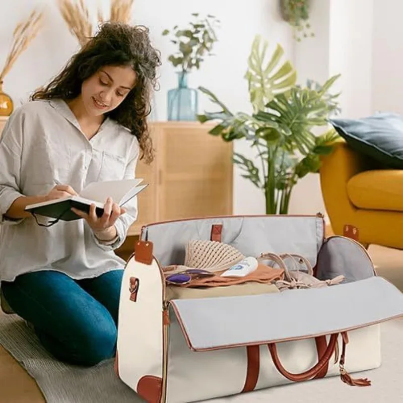 Large Capacity Waterproof Weekend Handbag Portable Convertible Travel Bag Stylish Carry on Duffel Bag Multipurpose Designer