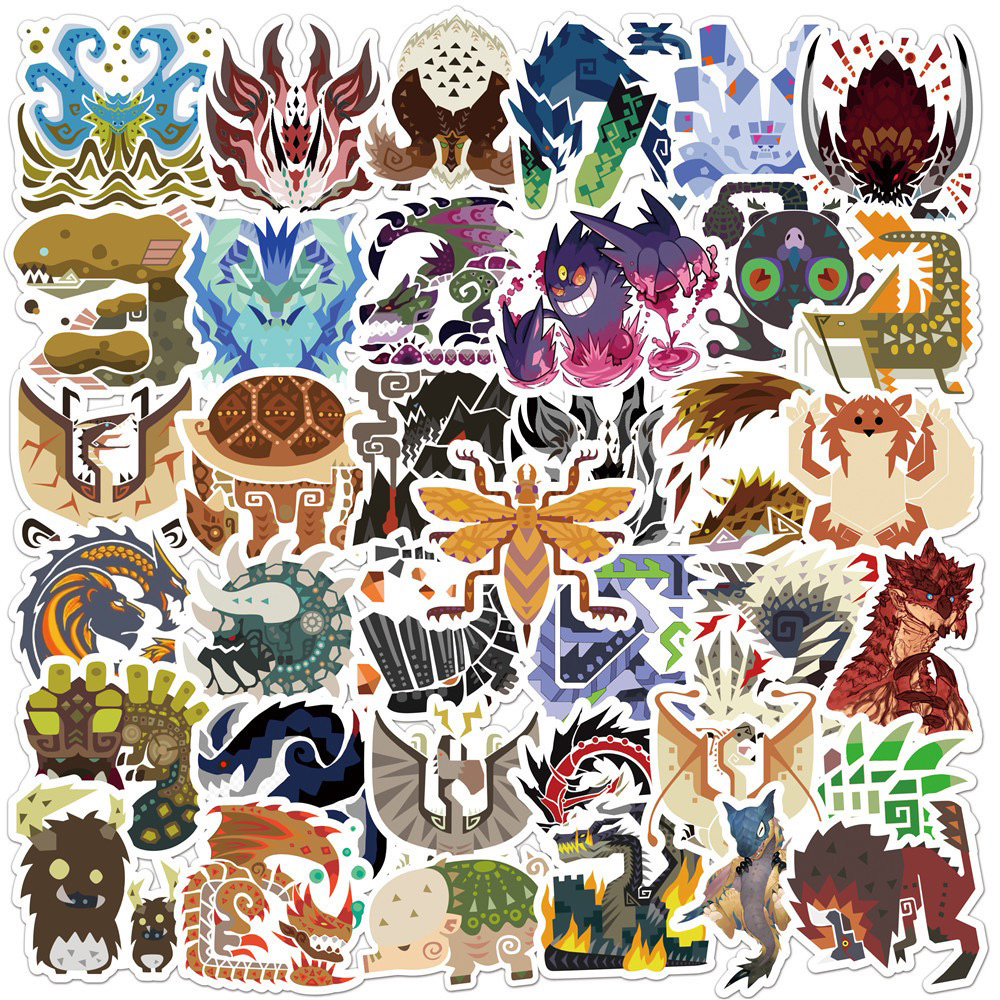 10/30/50 Con Monster Hunter Hoạt Hình Trò Chơi Dán DIY Laptop Hành Lý Ván Trượt Đồ Bộ Đề Can Dán Cho Bé đồ Chơi