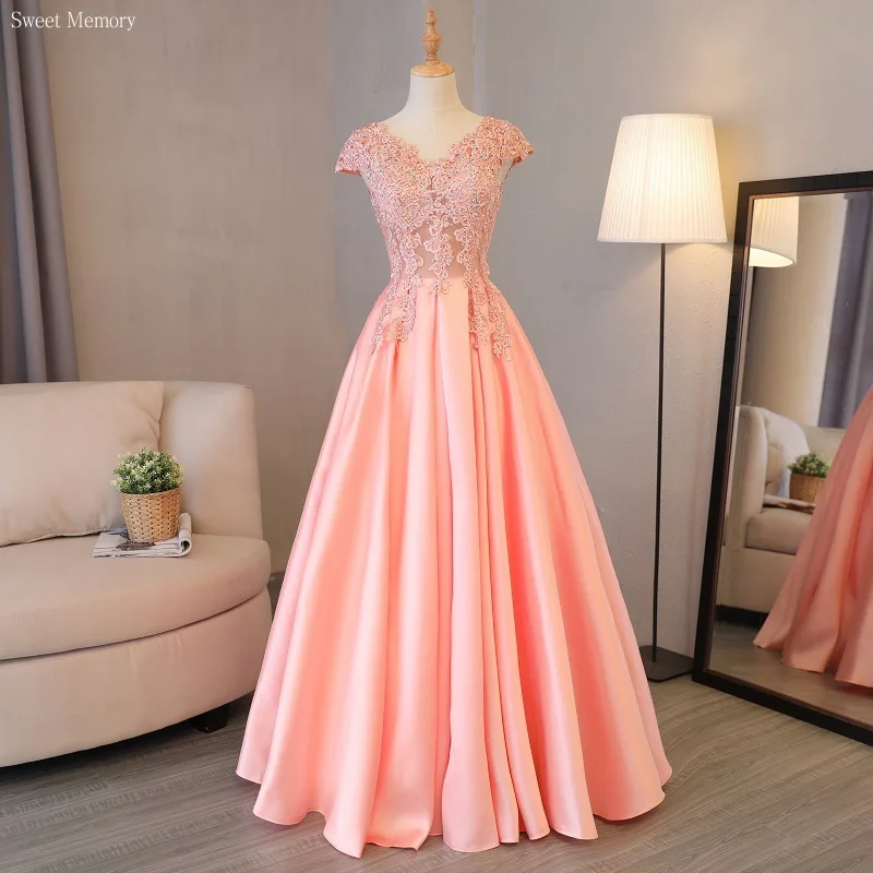 J139 ใหม่ 2025 Sweet Memory สีชมพูอย่างเป็นทางการสําหรับพรหมซาตินลูกไม้ความยาวชุดแต่งงานยาวค็อกเทลชุด