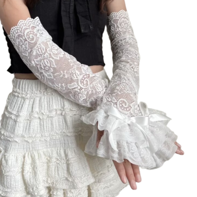 Y166 Punk-Handschuhe, Braut-Handgelenkwärmer, fingerlose Handschuhe für Halloween-Party