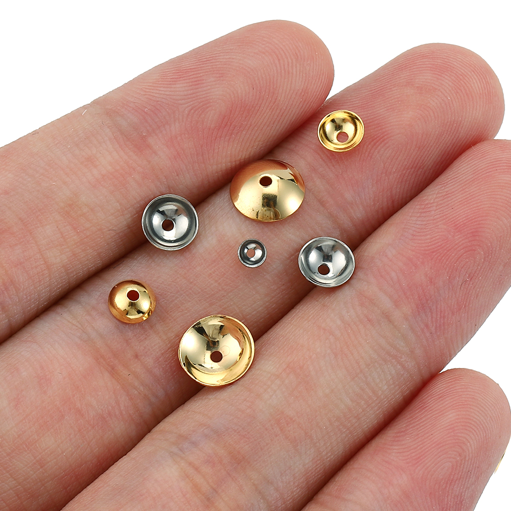 50 個 304 ステンレス鋼ビーズキャップフィッティング 3/4/5/6/8 ミリメートルビーズボール先端カバースペーサージュエリー作成 DIY アクセサリー用品