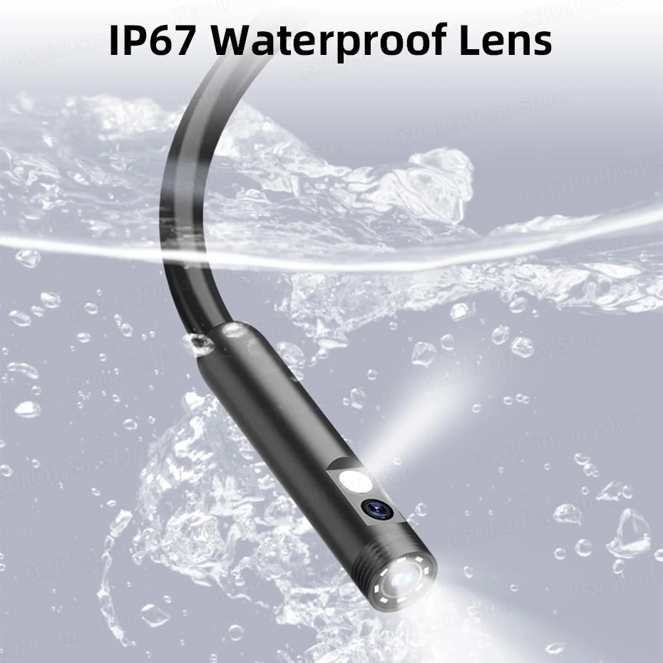 KERUI Dual- und Single-Objektiv-Endoskopkamera mit 1080P 4,3-Zoll-IPS-Bildschirm, IP67, wasserdichtes Endoskop für die Inspektion von Autohren, 2600 mAh