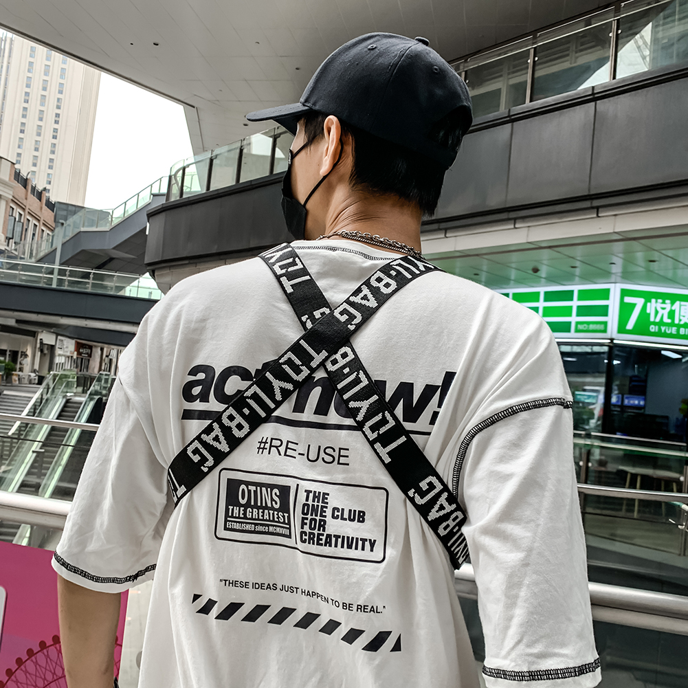 Bolsa de pecho de nailon ajustable para hombre y mujer, riñonera informal de estilo Hip Hop, con bolsillo frontal