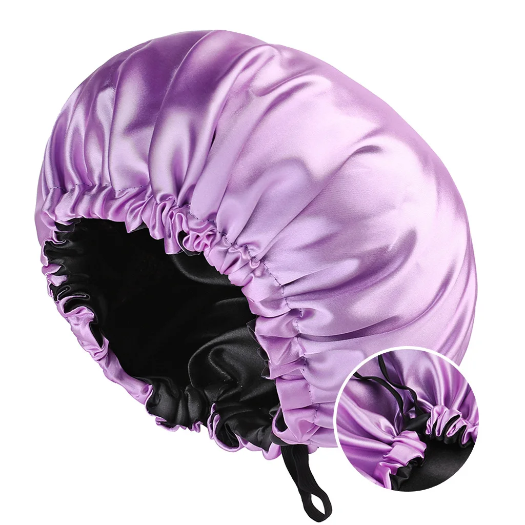 Wholesale Satin Bonnet for Sleeping Silky Bonnet Cap Large Double Layer Reversible Adjustable Sleep Bonnet Used To Hair Care
