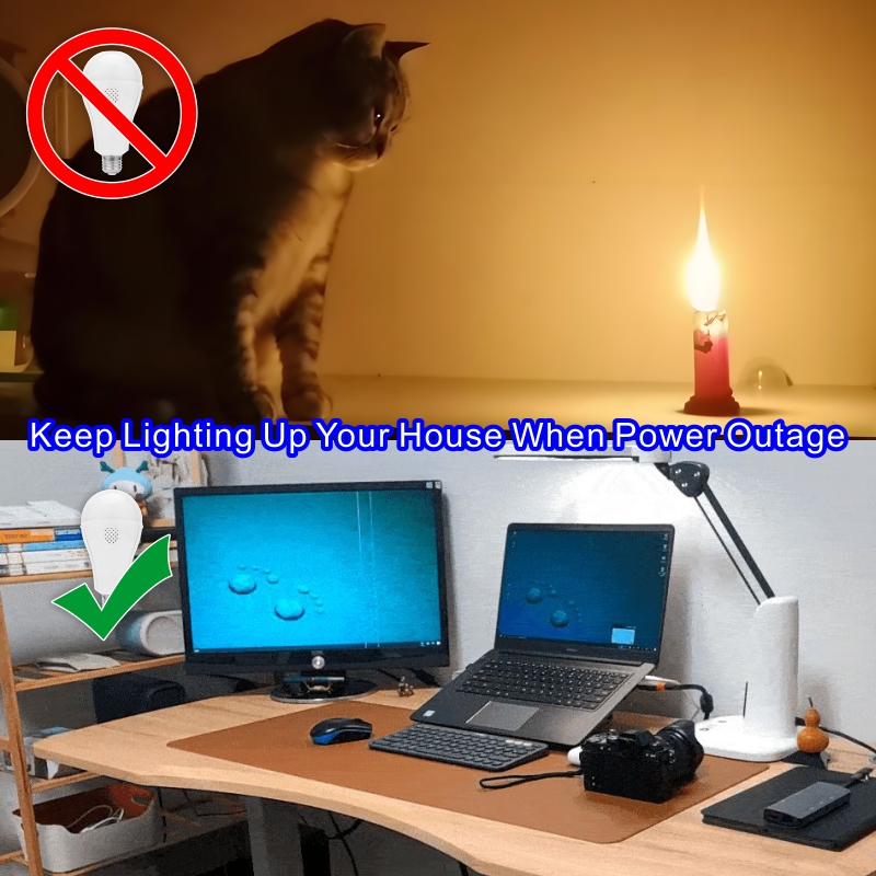 LED Emergency Light Bulb E27 15w 1600mAh 85-265V Rechargeable Bulb for Home Power Failure Camping Tent Porch Garden Lamp