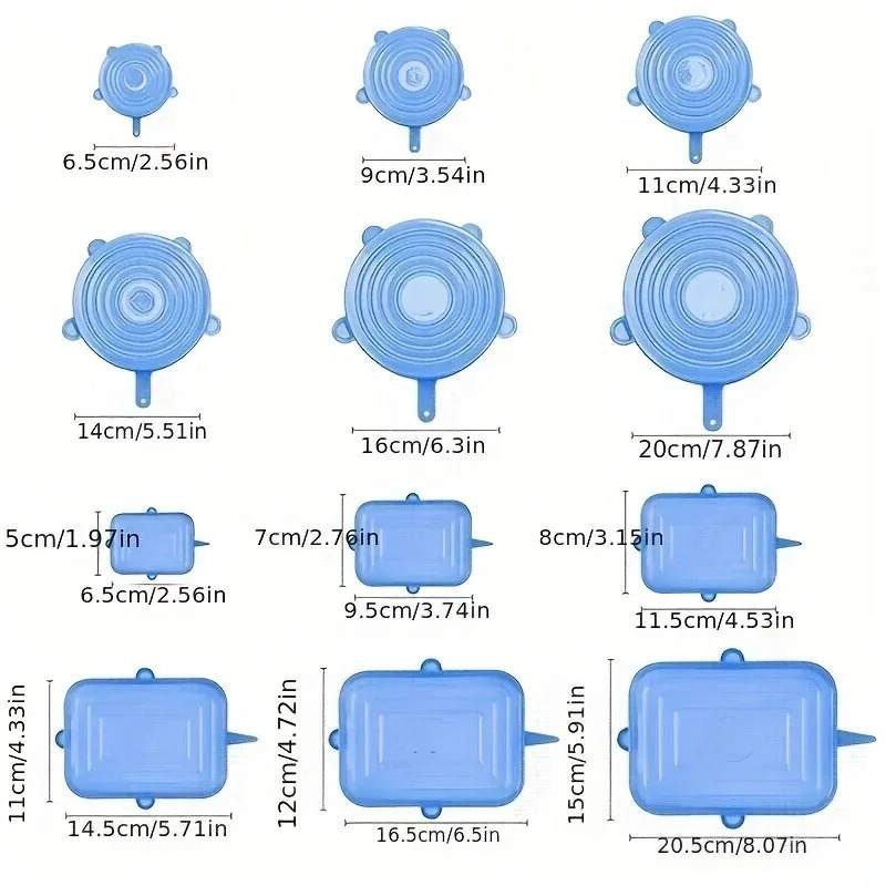 6pcs Reusable Silicone Stretch Lids For Food Bowls - Multifunctional Fruit And Vegetable Fresh-Keeping Cover