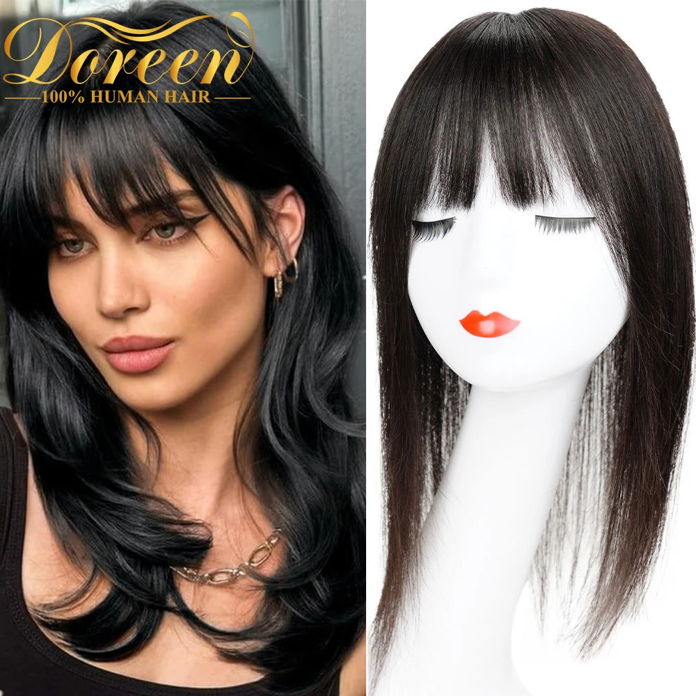 Doreen 13*13cm 8" 12" 16" Topper Haar mit Pony Echthaar Topper für Frauen mit dünnem Haar Seidenbasis mit Haareinschlagfaden
