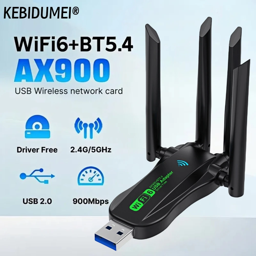 Сетевая карта Wi-Fi 900 Мбит/с 2,4G/5Ghz Bluetooth 5,4 Wi-Fi ключ AX900 USB 4-антенный беспроводной приемник для ПК/драйвера ноутбука бесплатно