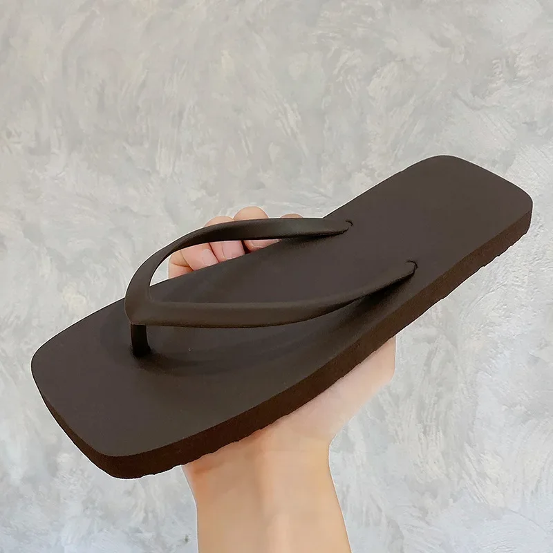 Verão feminino japonês simples cor sólida chinelos de espinha de peixe moda casais usam antiderrapante fundo macio pés de fixação fora