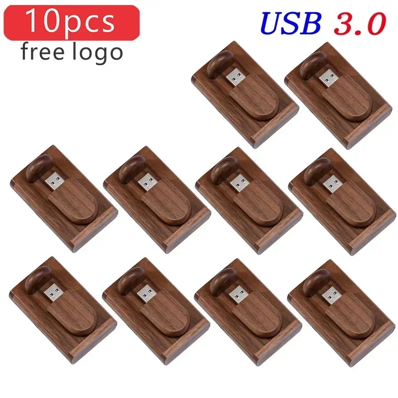 JASTER 10 unids/lote (LOGO gratis) unidad Flash USB de madera con caja Pendrive 3,0 4GB 8GB 16GB 32GB 64GB 128GB memoria Stick regalo de boda