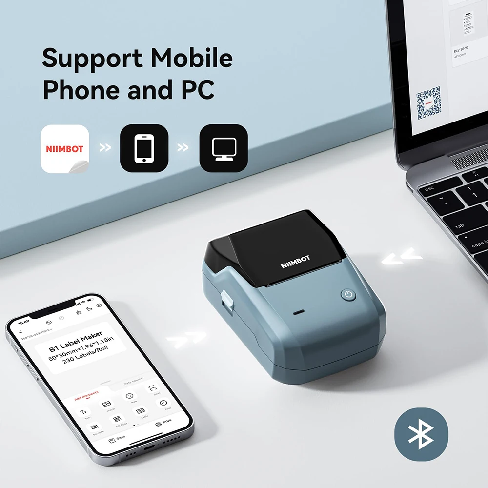 Niimbot b1 impressora térmica portátil bluetooth mini impressora de etiquetas adesivo fabricante de papel impressora de etiquetas 2 Polegada máquina de rotulagem