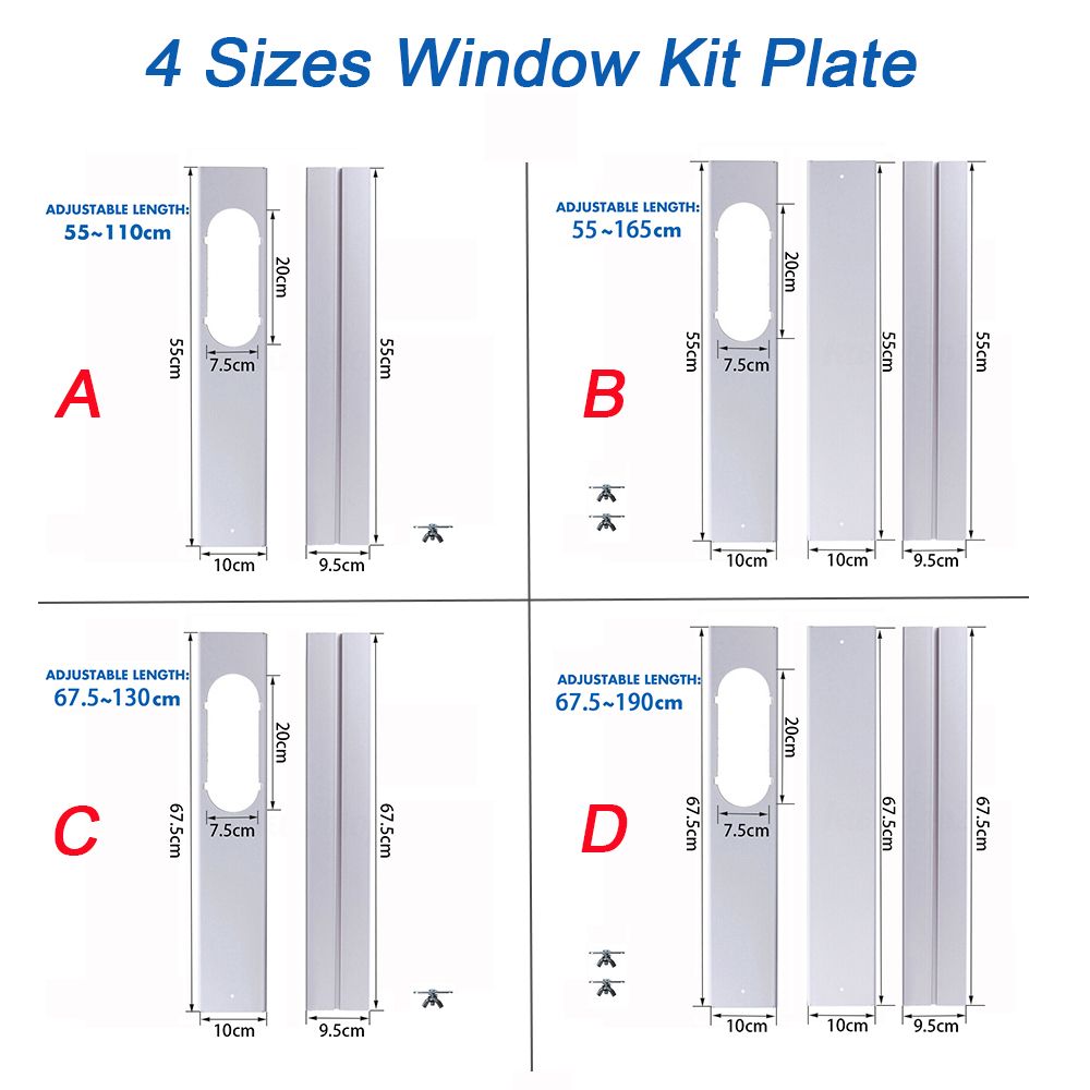 1/2pcs Portable Window Kit Slide Plate Adjustable Adaptor Wind Shield Exhaust Hose Tube Connector Air Conditioner Accessories
