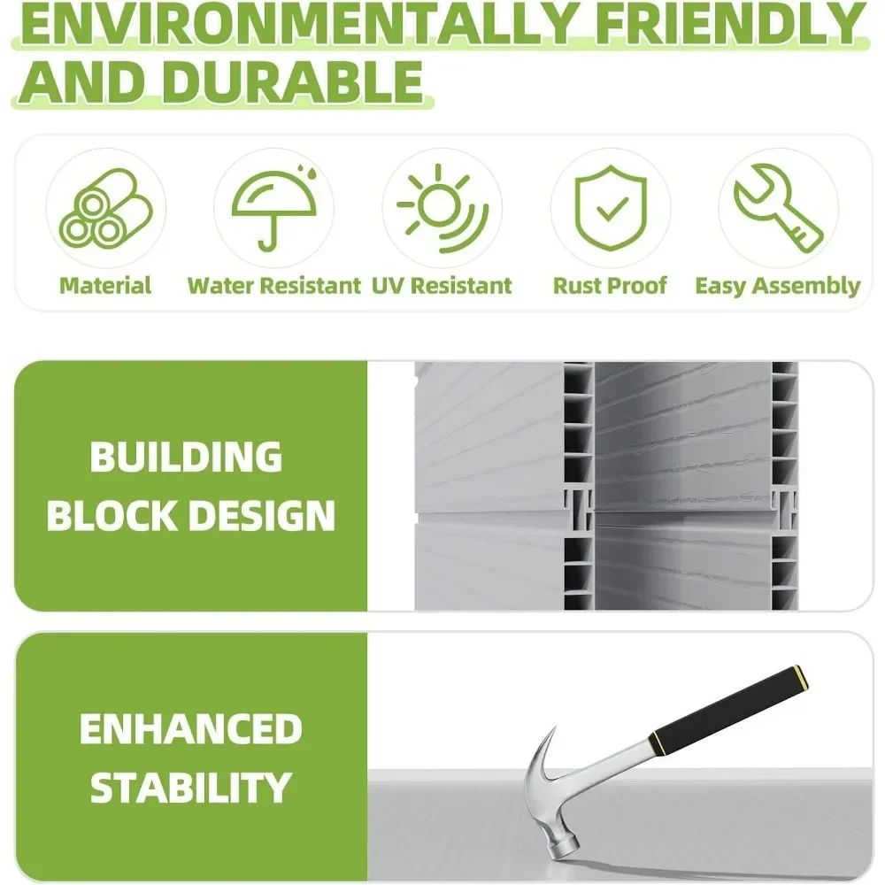 Outdoor Storage Shed with Floor for Garden Tool,Waterproof Outdoor Resin Shed,Lockable Doors for Patio,Yard,Lawn (Gray)