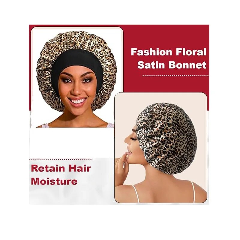 Satin-Mützen, Nachtschlafmütze, großes, elastisches, breites, weiches Band, bunte Seidenmütze für lockiges Haar, Schönheits-Make-up für Frauen