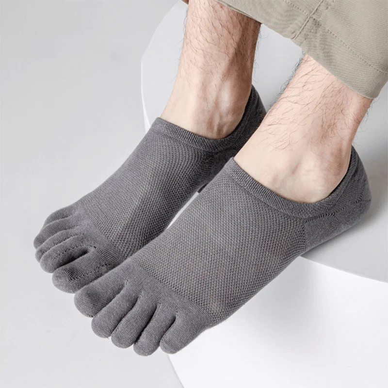 3 par/lote calcetines de hombre transpirables novedad calcetines del dedo del pie moda Casual transpirable dedo barco calcetín alta calidad Sox para hombre