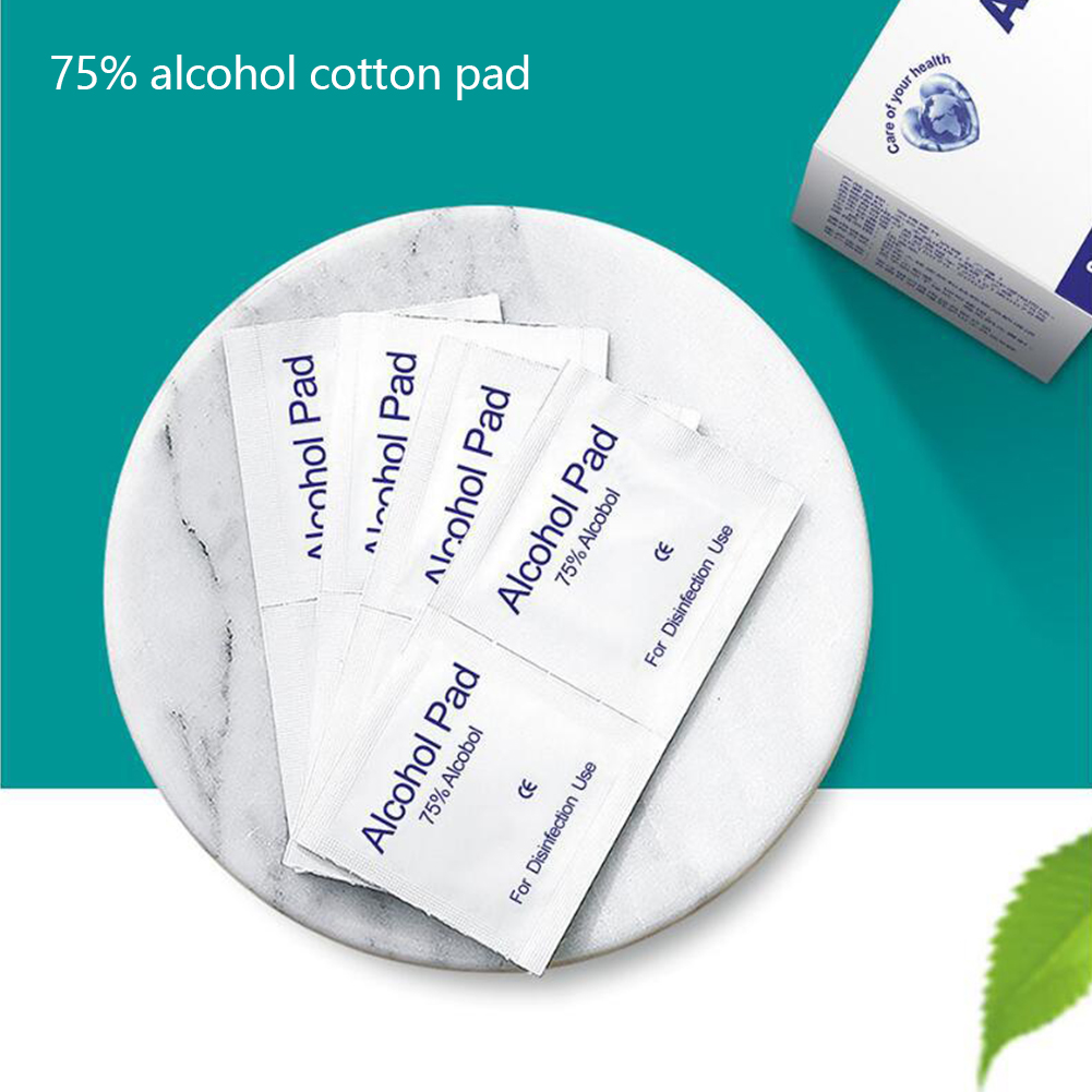 Tampons de coton jetables à 75% d'alcool, 50/100 pièces, outils de nettoyage de tatouage pour la peau propre antiseptique, bijoux, utilisation de désinfection de téléphone portable