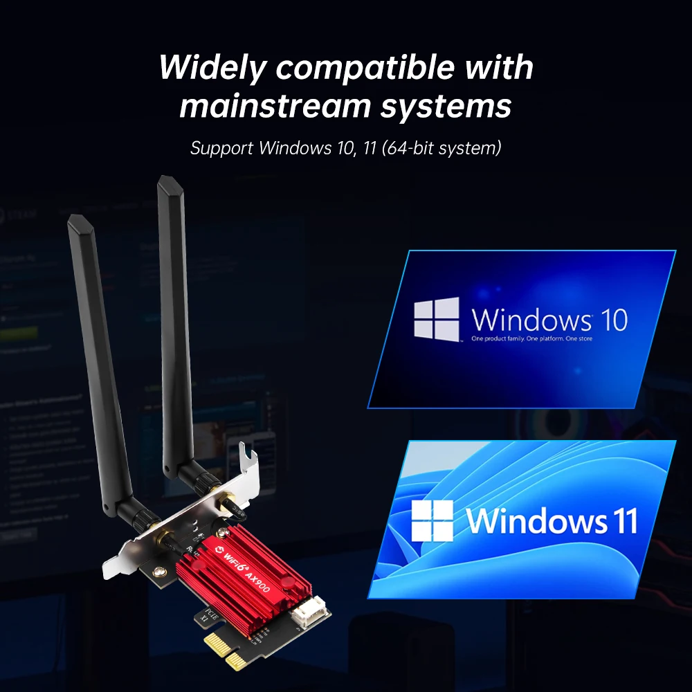Двухдиапазонный беспроводной адаптер Fenvi WiFi 6 AX900 Bluetooth 5,4 PCI-Express, сетевая карта с низким задержкой 8 см для настольных ПК, Windows 10/11