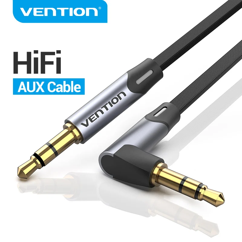 Cable auxiliar Vention, Cable de Audio con conector de 3,5mm, ángulo recto de 90 grados, Cable auxiliar 3,5 para auriculares de coche, altavoz Xiaomi Beats, Cable auxiliar MP4