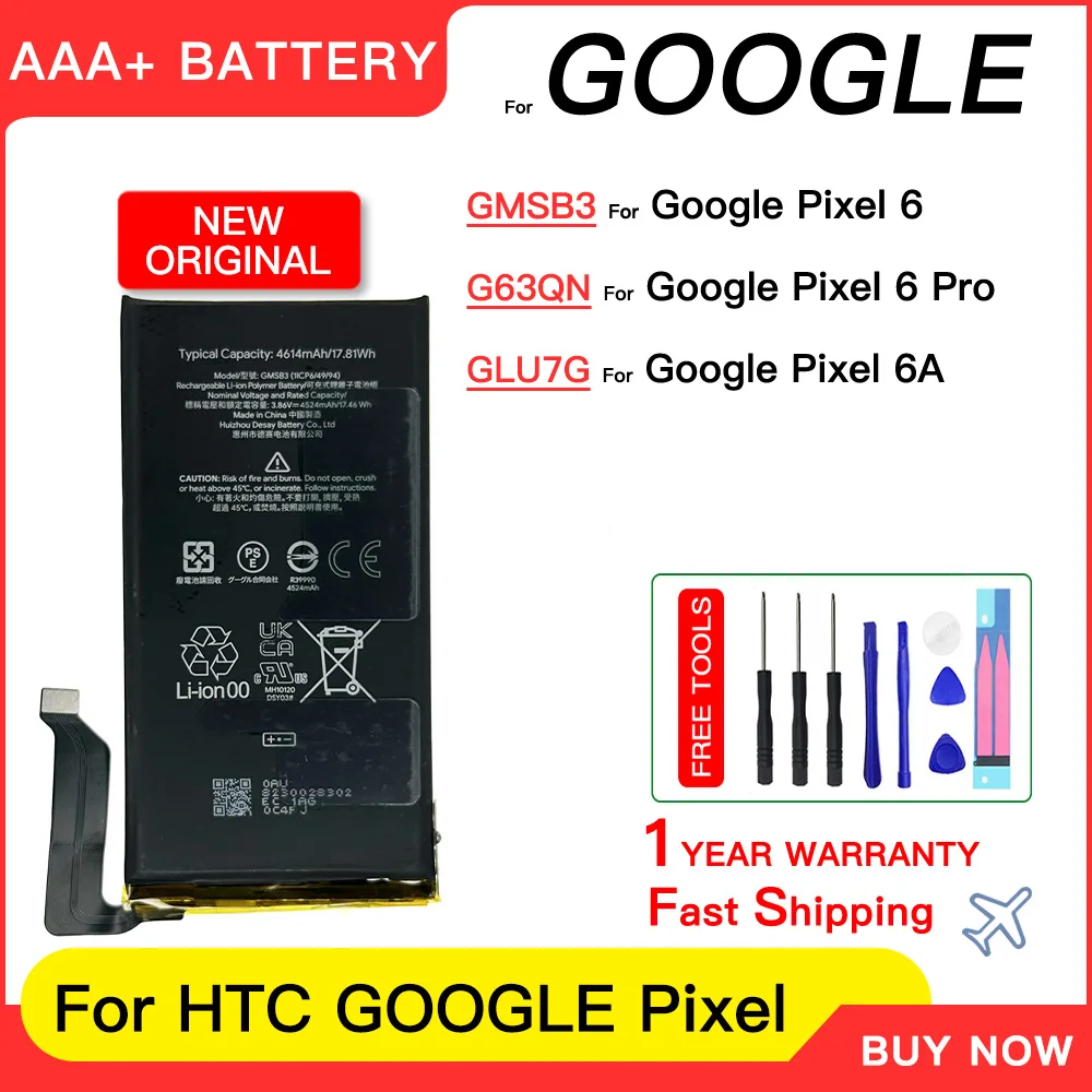 100% подлинная новая сменная батарея GMSB3 G63QN GLU7G для Google Pixel 6 6 pro 6A, перезаряжаемые батареи + инструменты