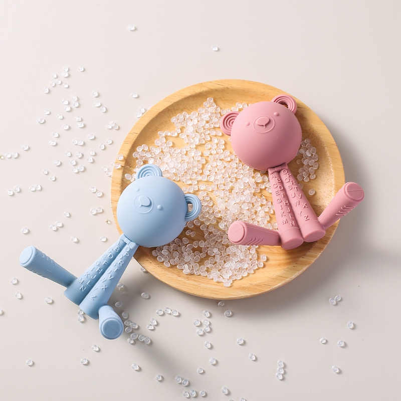 Mordedor de silicona para bebé, juguetes sin BPA, mordedor para el cuidado del bebé de 0 a 12 meses, juguetes para la dentición de oso de dibujos animados, cosas para regalo para bebés