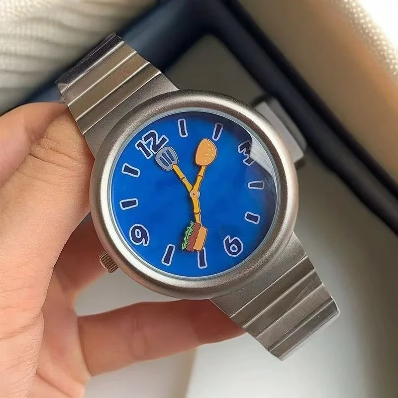 PINTIME женские и мужские подарочные оригинальные гамбургеры креативные милые мультяшные синие морские водонепроницаемые часы для пар унисекс новые специальные наручные часы