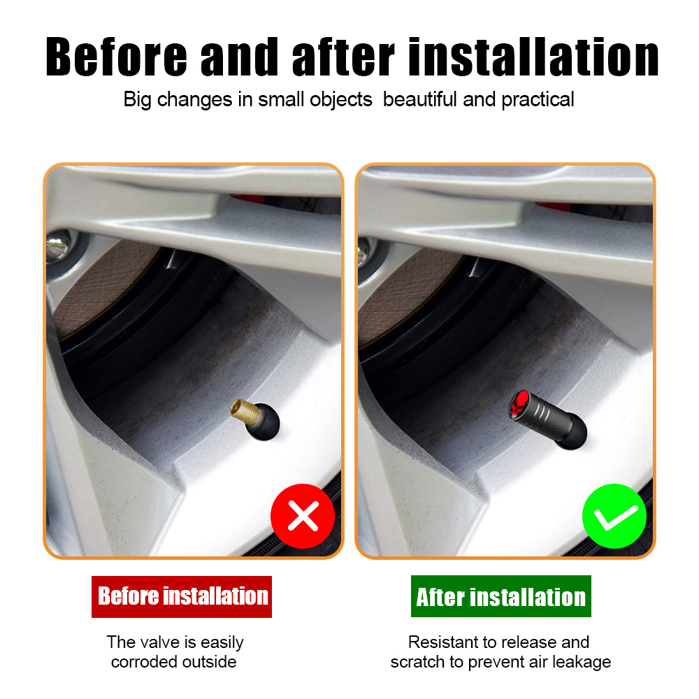 Autcoat 4 pçs/set tampas da válvula do pneu do carro crânio tampa da válvula da roda auto pneu válvula de ar tampas da haste capa poeira para veículos do carro estilo