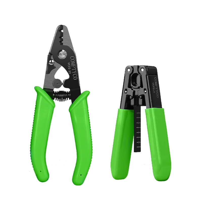 COMPTYCO Kit de herramientas de fibra óptica (opcional) VCFS-33 Pelacables de tres puertos y VCFS-J1 Pelacables de cuero 3 mm (ancho) * 2 mm (alto) Herramientas FTTH