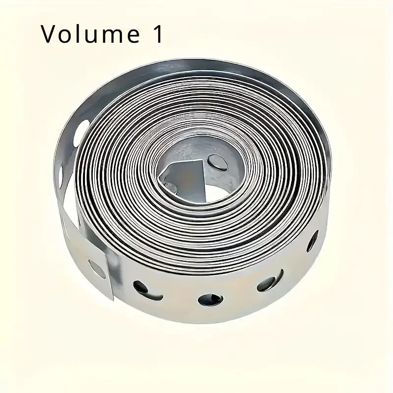 1 rollo de tira de acero galvanizado, tira de metal perforada multifuncional preperforada para soporte de tuberías y procesamiento de chapa