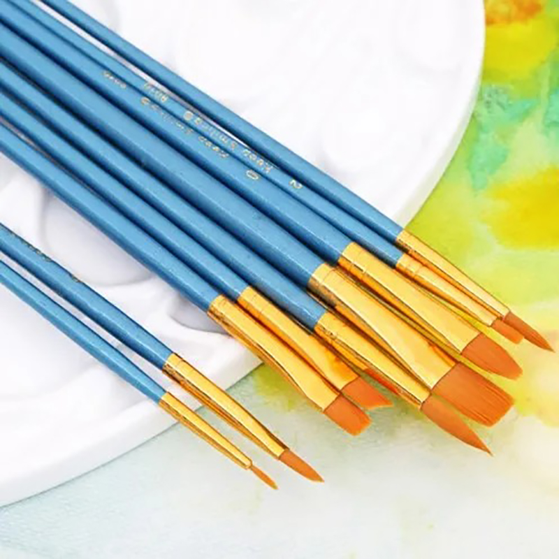 Ginflash Set da 6/10 pezzi penna per pittura a guazzo ad acquerello Set di pennelli per capelli in Nylon forniture artistiche per il disegno