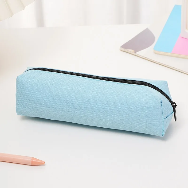 1pc piccolo colore solido semplice astuccio con cerniera mini borse per penne cancelleria per fornitori di ufficio scolastico