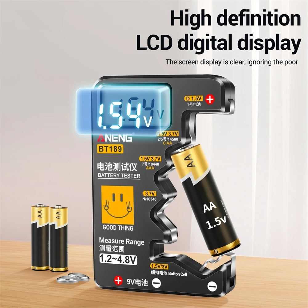 Probador de batería ultrapequeño 9V AA AAA pila de botón Universal hogar LCD pantalla Digital probador de batería herramienta Detector de banco de energía