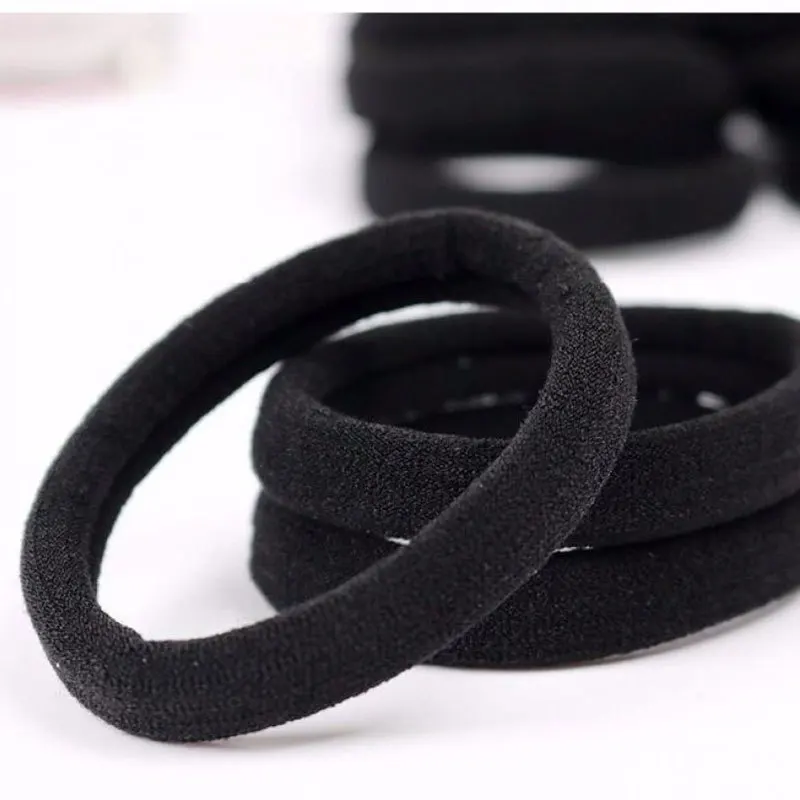 50 Uds. Lazos negros para el cabello para mujeres y niñas, banda para el cabello negra gruesa sin costuras, lazos elásticos para el cabello, sin daños, soporte para cola de caballo, accesorios para el cabello