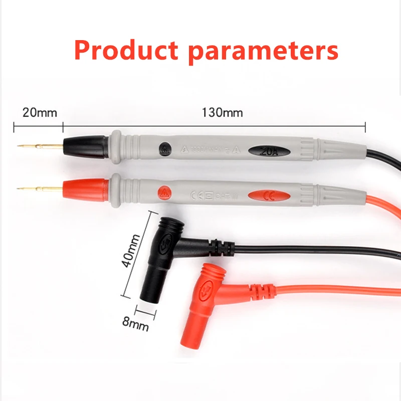 Multímetro Digital 20A 1000V cables de prueba de sonda Pin aguja súper punta multímetro probador Cable de sonda de plomo Cable de pluma