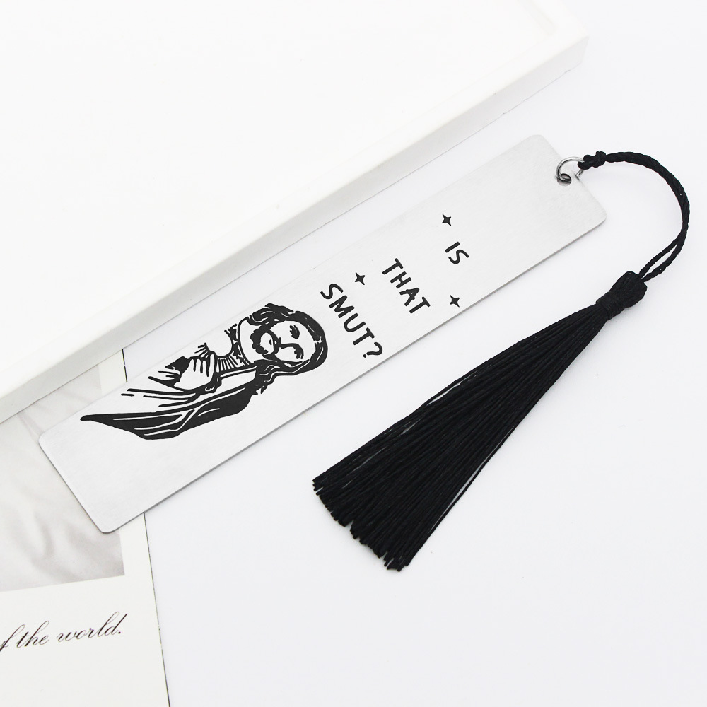 ที่คั่นหนังสือโลหะตลกพร้อมพู่คนรักหนังสืออารมณ์ขัน Peeking Jesus Book Marker - นั่น Smut? ของขวัญวันเกิดผู้อ่าน