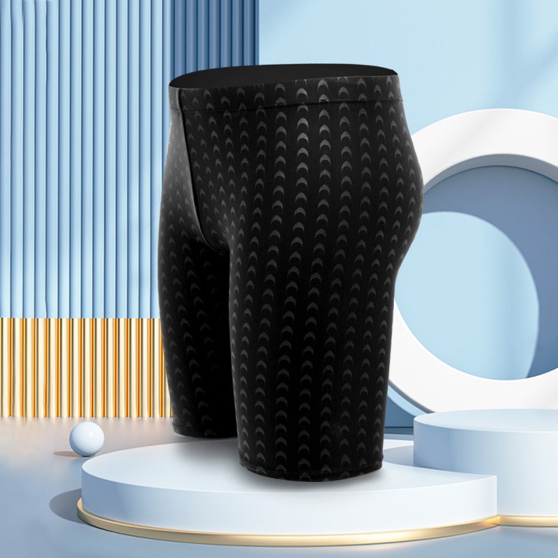 Bañadores de verano para hombres adultos, color negro puro, de gran tamaño, profesionales, impermeables, de secado rápido, tela biónica, piel de tiburón, venta al por mayor