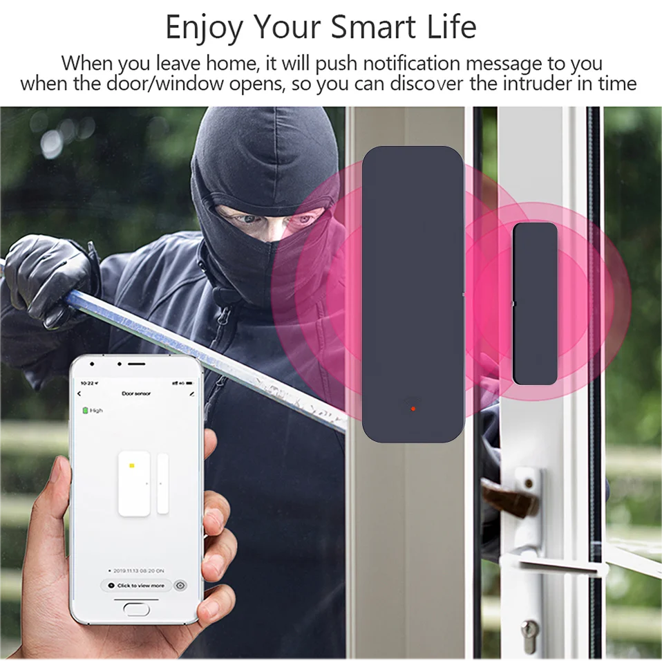 Tuya Zigbee WiFi Sensor de puerta Sensor de ventana aplicación remota Control a través de Smart Life funciona con Google Home Yandex Alexa