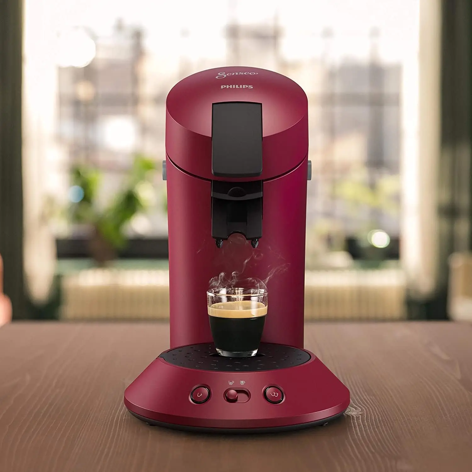 Cafetera Original Plus, Selector de Intensidad, Crema Plus, Tecnología Aroma Booster, Producto Verde, Rojo Intenso (CSA210/91)