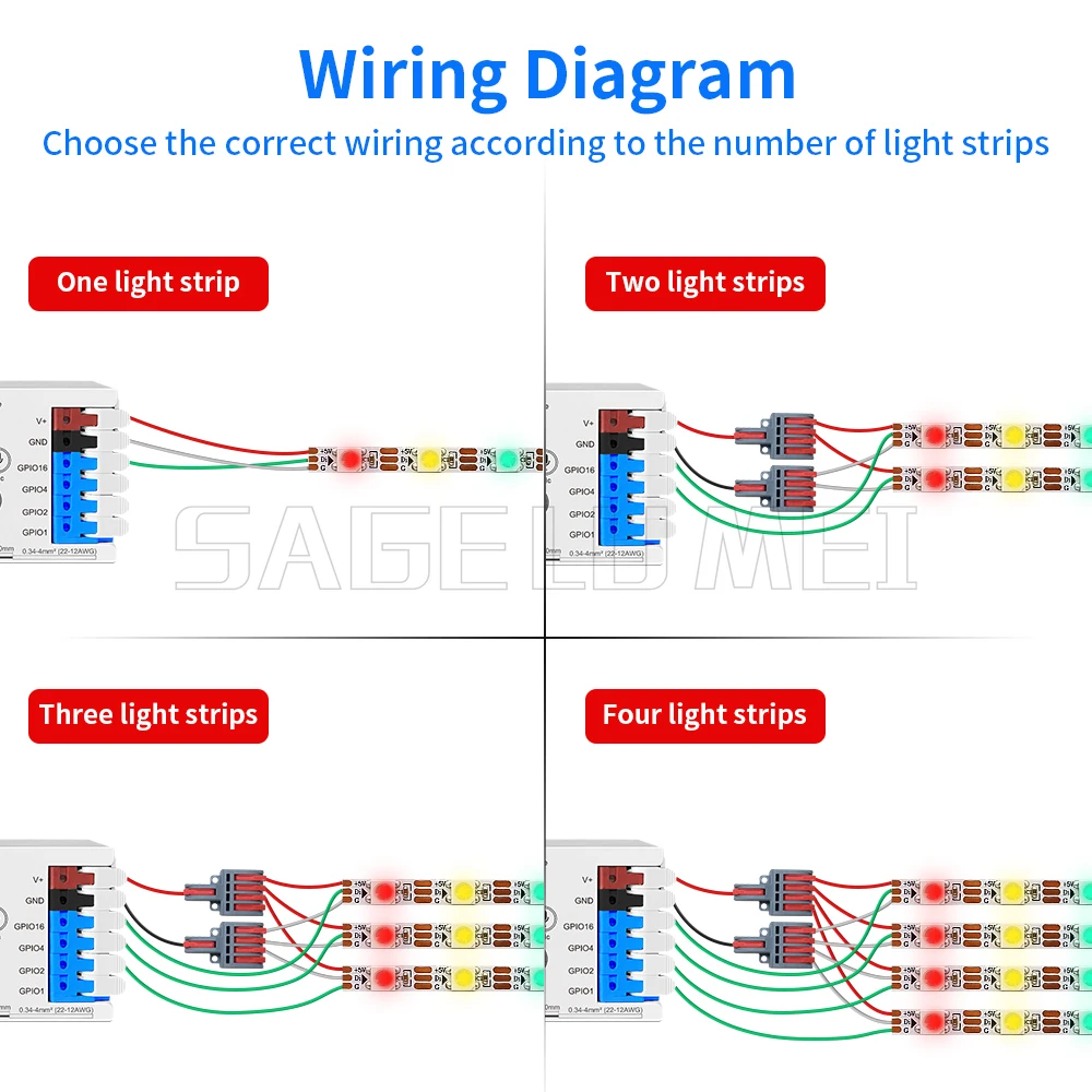 DIY Dynamic Work GL-C-017WL-D GLEDOPTO ESP32 WLED Digital LED Controller Microphone function Type-C TI levelShifter IC LED Strip