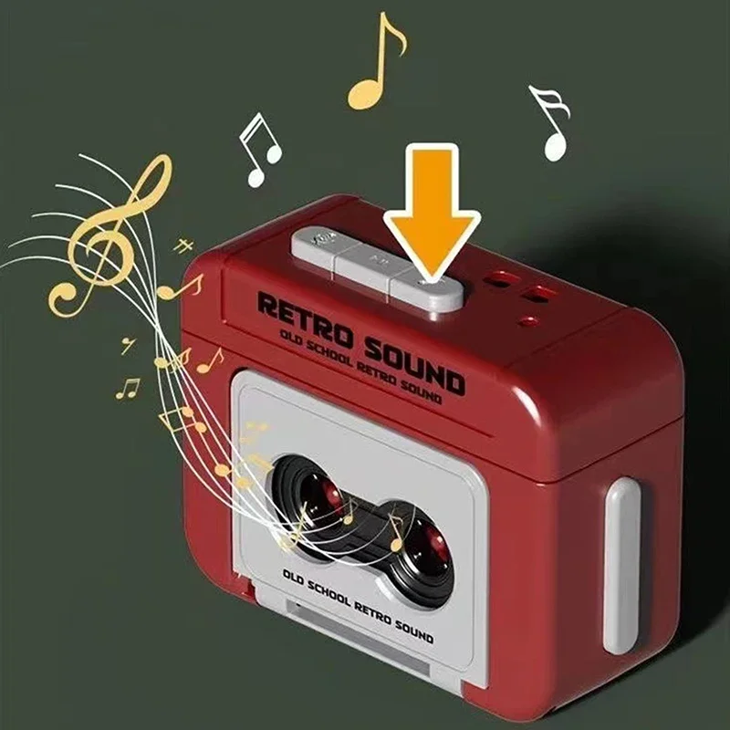 빈티지 테이프 레코더 키 체인 커플 선물 키 체인 미니 재미 뮤직 박스 펜던트 작은 장식 DIY 뮤직 박스 운동 키 체인