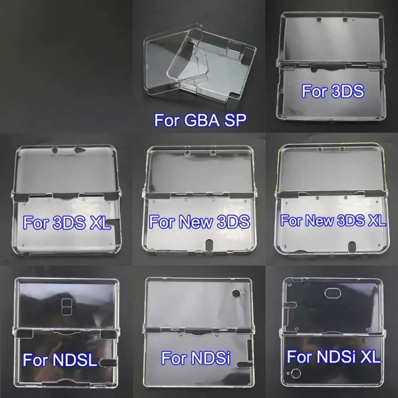 Custodia protettiva in plastica trasparente, pelle rigida per NDSL, NDSi, nuova console di gioco 3DS XL, GBA SP sfusa