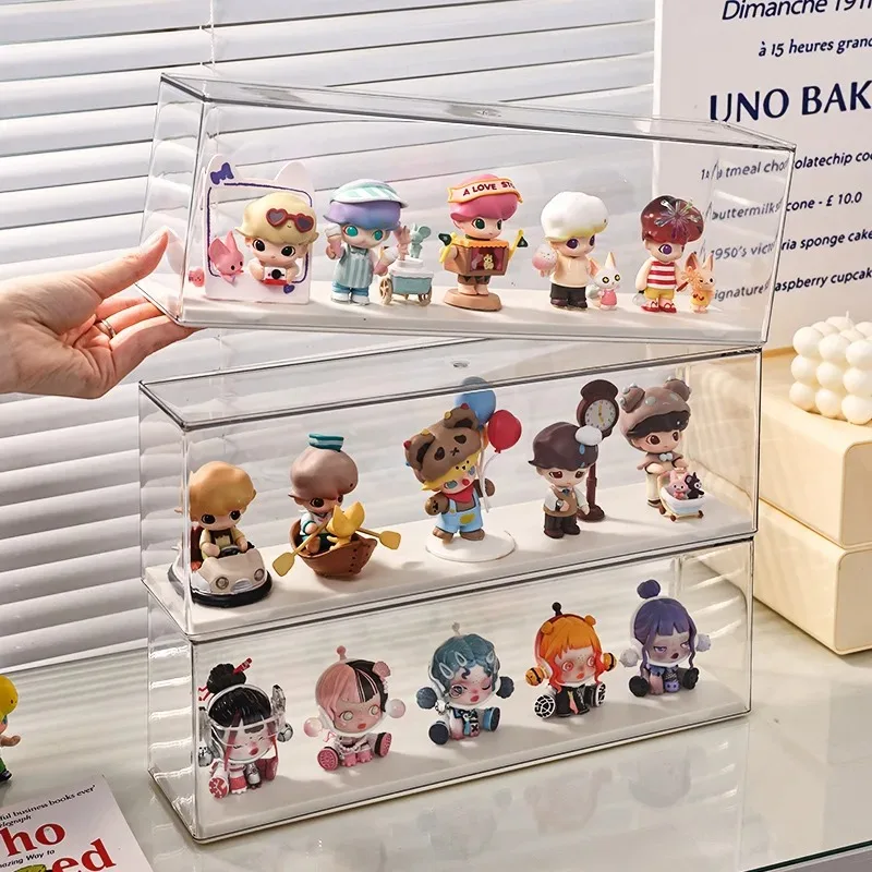 Acrylic Action Figure Display Case Transparent Doll Storage Box Toy Organizer Rack for Collectible Showcase Cabinet