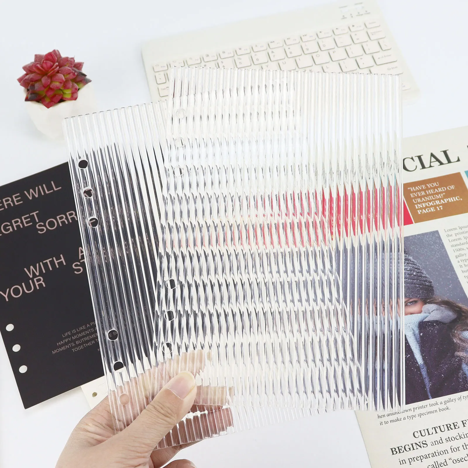 A5 A6 Zuckerguss Dicke linie Acryl Lose Blatt Binder Abdeckung DIY Konto Buch Journal Planer Büro Schreibwaren