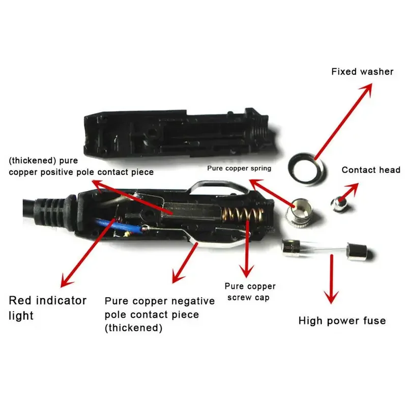 12V do 24V wtyczka do zapalniczki samochodowej męska głowica z lampką kontrolną pojazd elektryczna wtyczka do zapalniczki samochodowej Adapter ładowarki