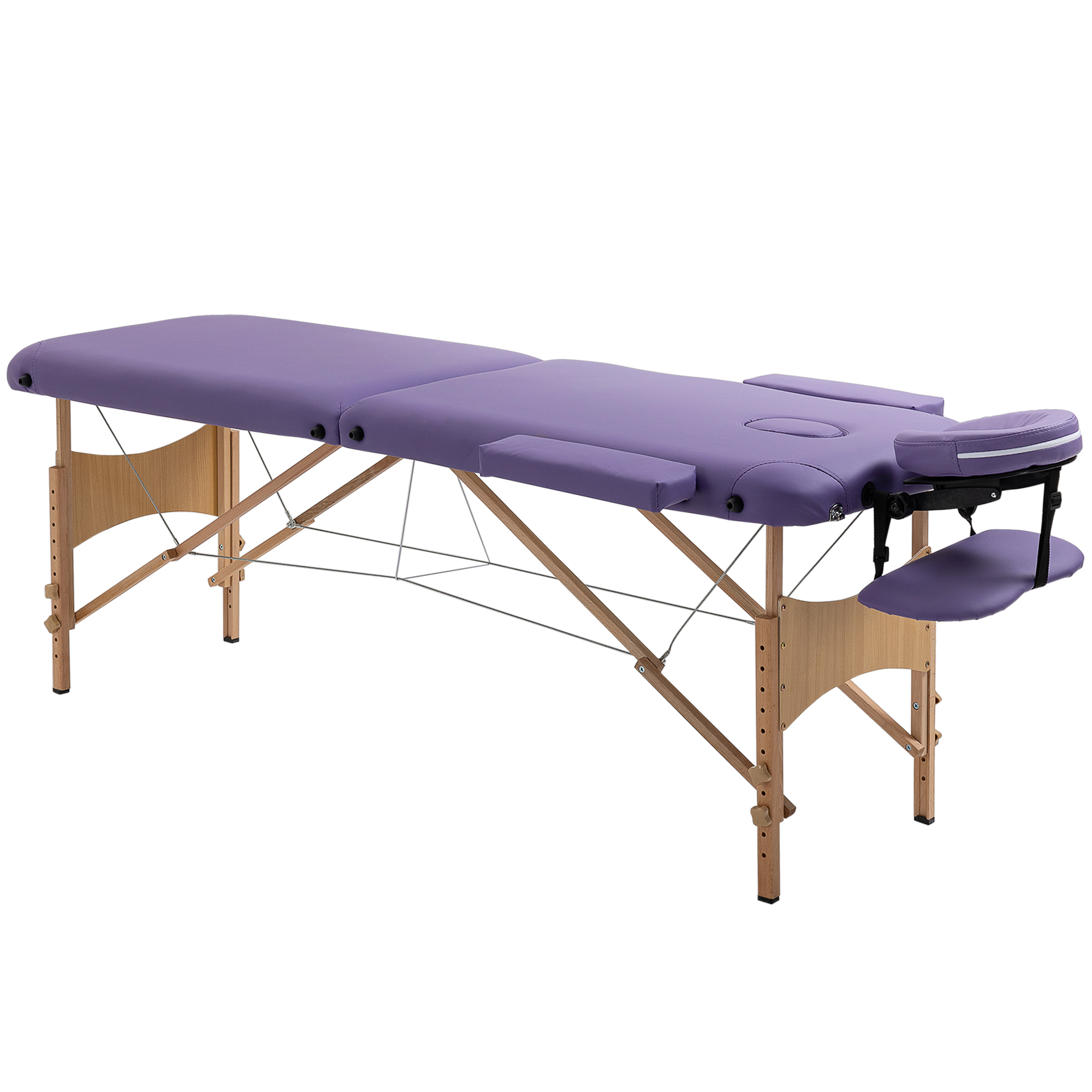 HOMCOM Cama De Masaje Madera Plegable 182 x 60cm Tatuaje Terapia Sofa Cama Morado