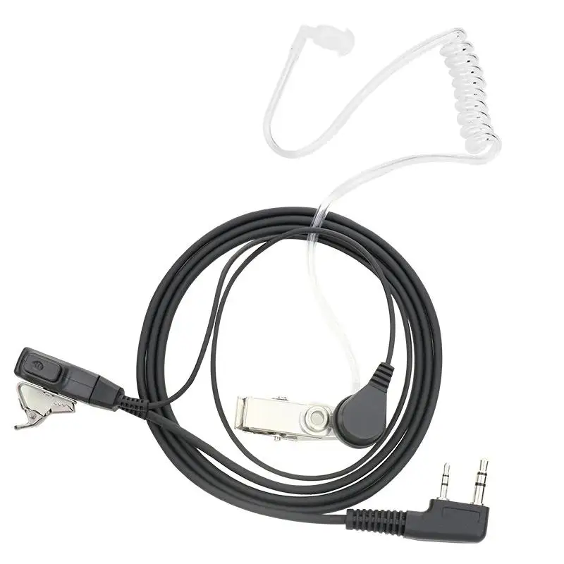 Baofeng-auriculares con micrófono PTT de 2 pines, tubo de aire acústico, micrófono, auricular para Radio Walkie Talkie antiradiación EMF